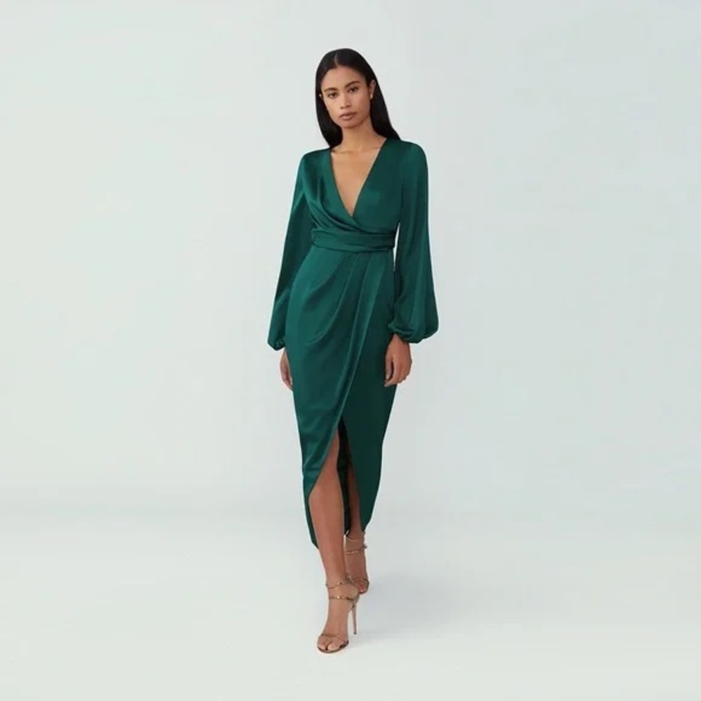 Elegant Green Wrap Dress